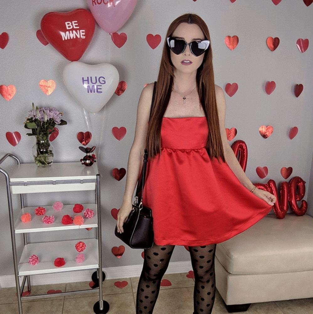 Red satin romper dress from Eggie